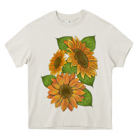 Cream sunflowers Heavy Core Tee - Artiststas