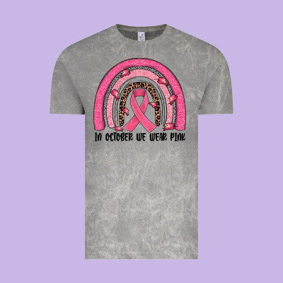In October We Wear Pink Rainbow Vintage Tee Designed By Jahusdesignshop