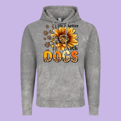 Life Is Better With Dogs Sunflower Vintage Hoodie Designed By Maliassmallbusiness