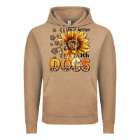 Vintage Coffee life is better with dogs sunflower Vintage Hoodie - MaliasSmallBusiness