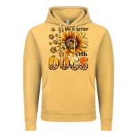 Vintage Mustard life is better with dogs sunflower Vintage Hoodie - MaliasSmallBusiness