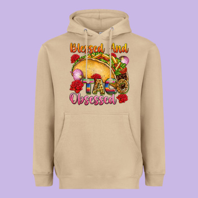 Blessed And Taco Obsessed Mexico Heavyweight Hoodie Designed By Fadigitalartstudio
