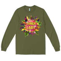 Army Green lunch lady tie dye sunflower Long Sleeve Tee - BarkalooDesign