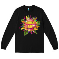 Black lunch lady tie dye sunflower Long Sleeve Tee - BarkalooDesign