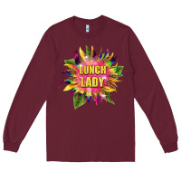 Burgundy lunch lady tie dye sunflower Long Sleeve Tee - BarkalooDesign