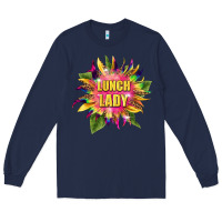 Navy lunch lady tie dye sunflower Long Sleeve Tee - BarkalooDesign
