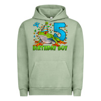 Pigment Oil Green Birthday Boy Frog Age 5 Urban Hoodie - LillyAllenDesigns