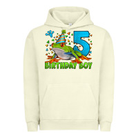 Pigment Pistachio Birthday Boy Frog Age 5 Urban Hoodie - LillyAllenDesigns