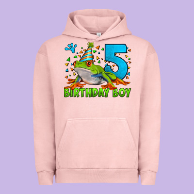 Birthday Boy Frog Age 5 Urban Hoodie Designed By Lillyallendesigns