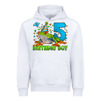 White Birthday Boy Frog Age 5 Urban Hoodie - LillyAllenDesigns