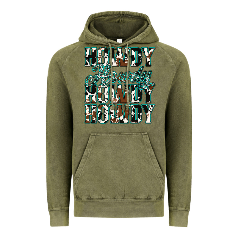 Howdy Cowhide Turquoise Vintage Hoodie by Jasminsmagicworld | Teevron