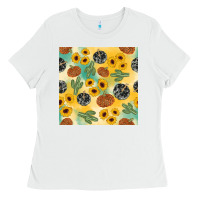 White leopard pumpkin cactus sunflower seamless Ladies Tee - AdoDesignShop