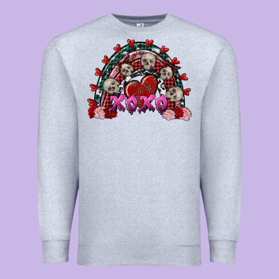 Skull Xoxo Rainbow Valentine's Day Premium Sweatshirt Designed By Fadigitalartstudio