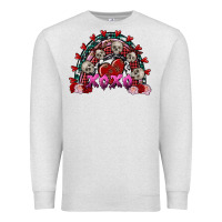 Oatmeal Heather Skull Xoxo rainbow Valentine's Day Premium Sweatshirt - FaDigitalArtStudio