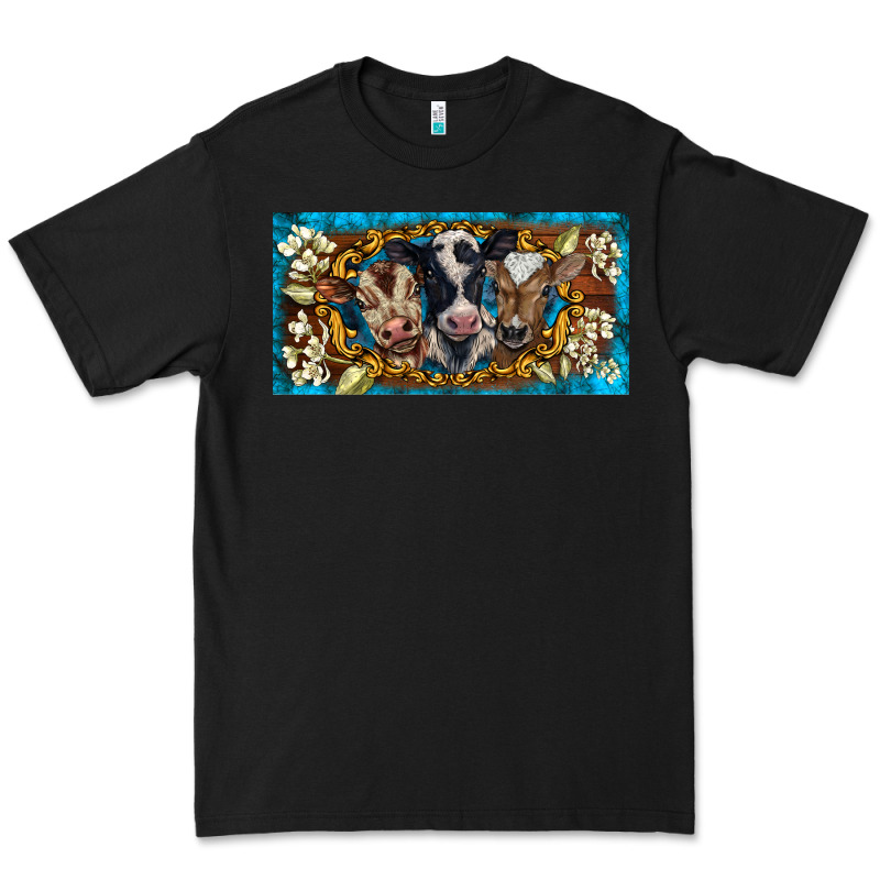 Western Cow Turquoise’s White Flowers License Plate Template Premium Tee by BarkalooDesign | Teevron