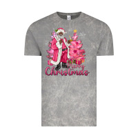 Cloud Rock Pink Merry Christmas Black Santa Vintage Tee - MaliasSmallBusiness