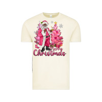 Vintage Arctic Pink Merry Christmas Black Santa Vintage Tee - MaliasSmallBusiness