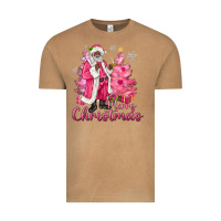 Vintage Camel Pink Merry Christmas Black Santa Vintage Tee - MaliasSmallBusiness