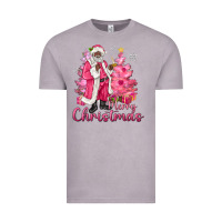 Vintage Zinc Pink Merry Christmas Black Santa Vintage Tee - MaliasSmallBusiness