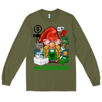 Army Green cashier  life gnome Long Sleeve Tee - BarkalooDesign