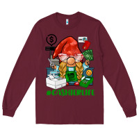 Burgundy cashier  life gnome Long Sleeve Tee - BarkalooDesign