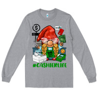 Heather Grey cashier  life gnome Long Sleeve Tee - BarkalooDesign