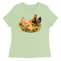 Matcha western coop animals farm chicken chick rooster sunflowers Ladies Tee - Artiststas