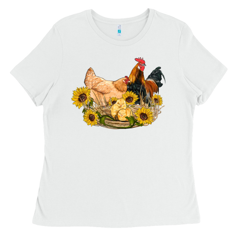 Western Coop Animals Farm Chicken Chick Rooster Sunflowers Ladies Tee by Artiststas | Teevron