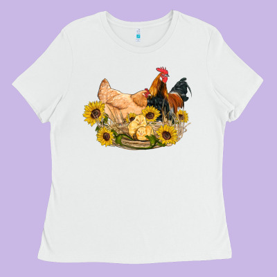 Western Coop Animals Farm Chicken Chick Rooster Sunflowers Ladies Tee Designed By Artiststas