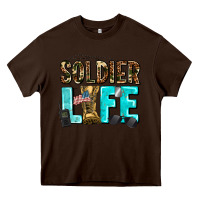 Chocolate Brown soldier  life Heavy Core Tee - AdoDesignShop