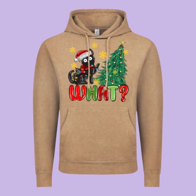 Christmas  Cat  What Vintage Hoodie Designed By Maliassmallbusiness