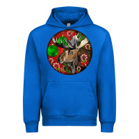 Cobalt moose buck deer christmas Urban Hoodie - LillyAllenDesigns
