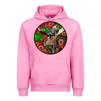 Fuchsia Pink moose buck deer christmas Urban Hoodie - LillyAllenDesigns
