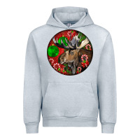 Heather Grey moose buck deer christmas Urban Hoodie - LillyAllenDesigns