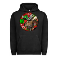 Pigment Black moose buck deer christmas Urban Hoodie - LillyAllenDesigns