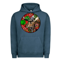 Pigment Midnight Navy moose buck deer christmas Urban Hoodie - LillyAllenDesigns