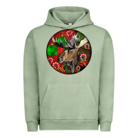 Pigment Oil Green moose buck deer christmas Urban Hoodie - LillyAllenDesigns