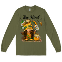 Army Green bee kind gnome Long Sleeve Tee - BarkalooDesign