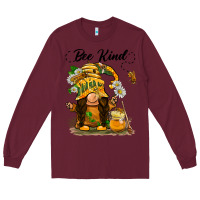 Burgundy bee kind gnome Long Sleeve Tee - BarkalooDesign