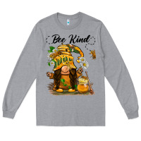 Heather Grey bee kind gnome Long Sleeve Tee - BarkalooDesign