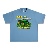 Pebble Blue just a boy who loves tractors Urban Heavy Tee - JahusDesignShop