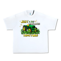 White just a boy who loves tractors Urban Heavy Tee - JahusDesignShop