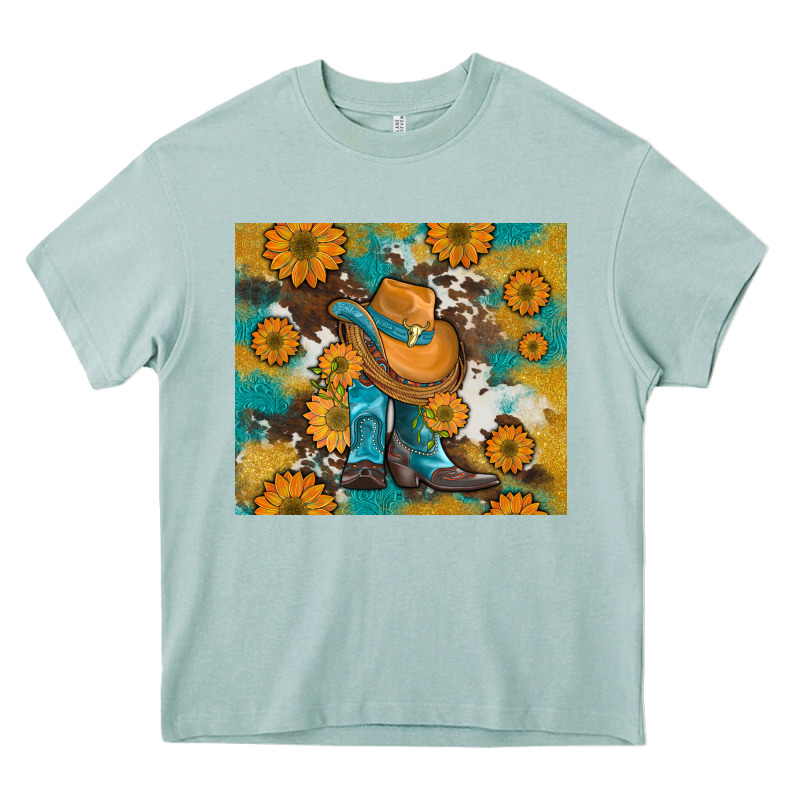 Sunflowers And Cowboy Boots With Cowhide And Glitter Tumbler Heavy Core Tee by Artiststas | Teevron