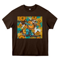 Chocolate Brown sunflowers and cowboy boots with cowhide and glitter tumbler Heavy Core Tee - Artiststas