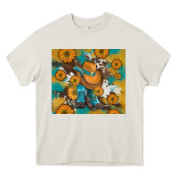 Cream sunflowers and cowboy boots with cowhide and glitter tumbler Heavy Core Tee - Artiststas