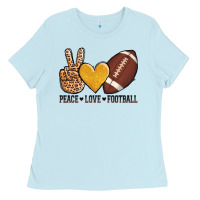 Baby Blue peace love football Ladies Tee - AdoDesignShop