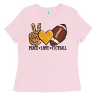 Bubblegum Pink peace love football Ladies Tee - AdoDesignShop