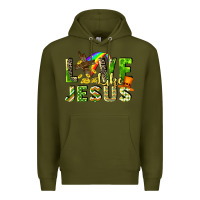 Army Green Love like Jesus Premium Hoodie - CowGirlArtShop