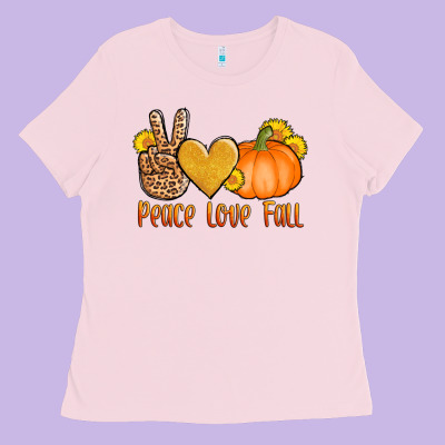 Peace Love Fall Ladies Tee Designed By Adodesignshop