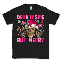Black Dead inside but merry pink Christmas skeleton Classic Tee - NancyCooperArtShop